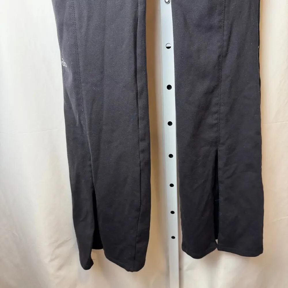 Alo‎ Yoga Black High Rise Bootcut Flare Pants Back Split Hem Size M Athleisure